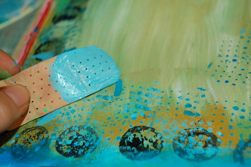 Plaster as a mixed media stencil (Copyright Hanna Andersson)