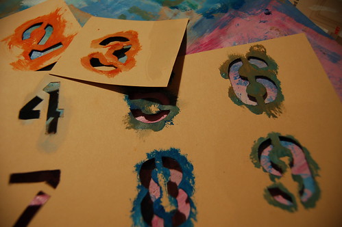 Cut number stencils from paper (Copyright Hanna Andersson)