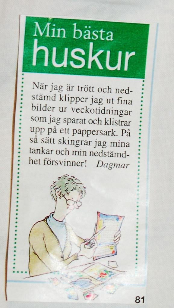 Min bästa huskur gread life advice from Dagmar magazine clipping in Swedish