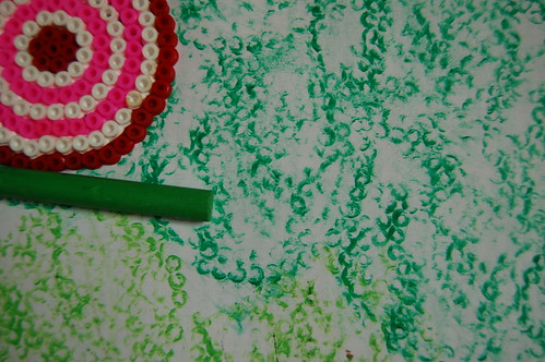 Wax rubbings using cheap crayons to experiment with (Copyright Hanna Andersson)