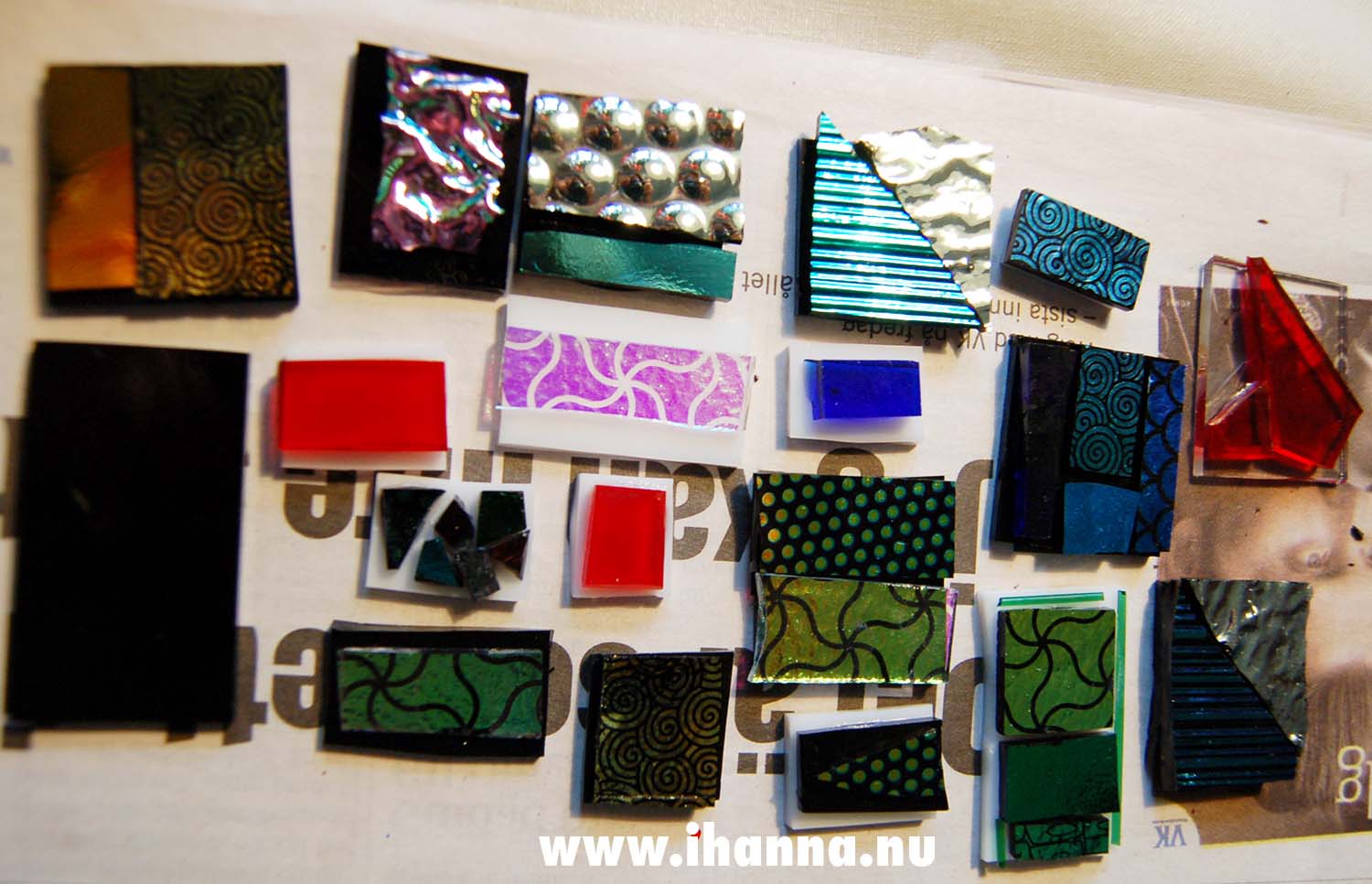 Glass fusing pieces before the kiln (Photo Copyright Hanna Andersson)