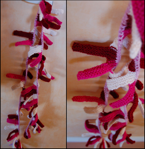 Scarf in white red and pink by me (Photo copyright Hanna Andersson)
