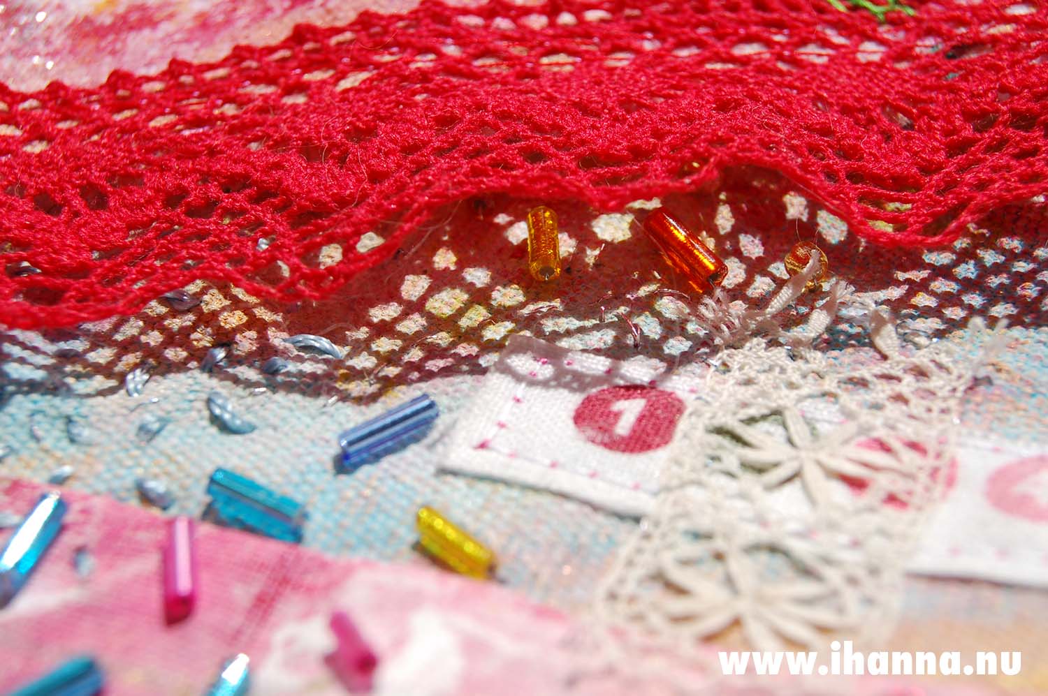 Textile art piece detail Summer Quilt I (1) made by iHanna (Copyright Hanna Andersson)
