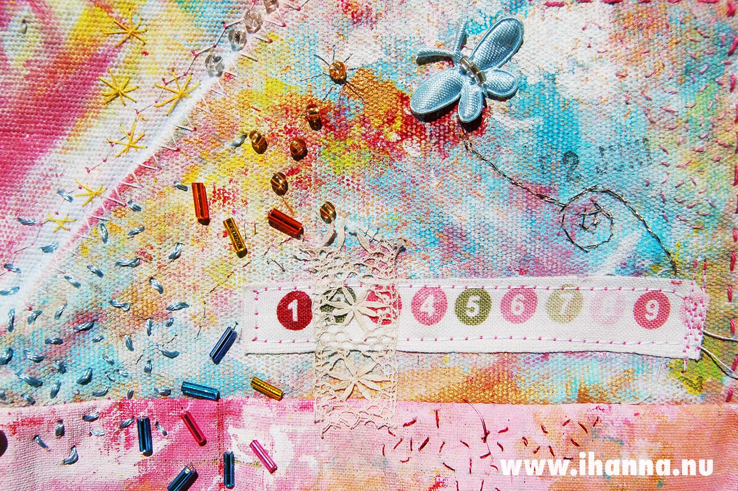Textile art piece detail Summer Quilt II (2) made by iHanna (Copyright Hanna Andersson)