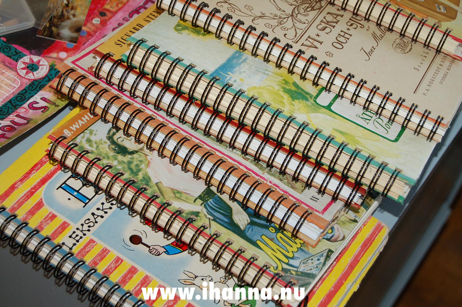 A few of the many spiral bound Swedish notebooks that was made by iHanna (Photo copyright Hanna Andersson)