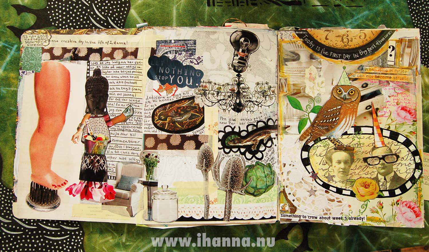 Art journal spread fold out in altered book (Photo Copyright Hanna Andersson)