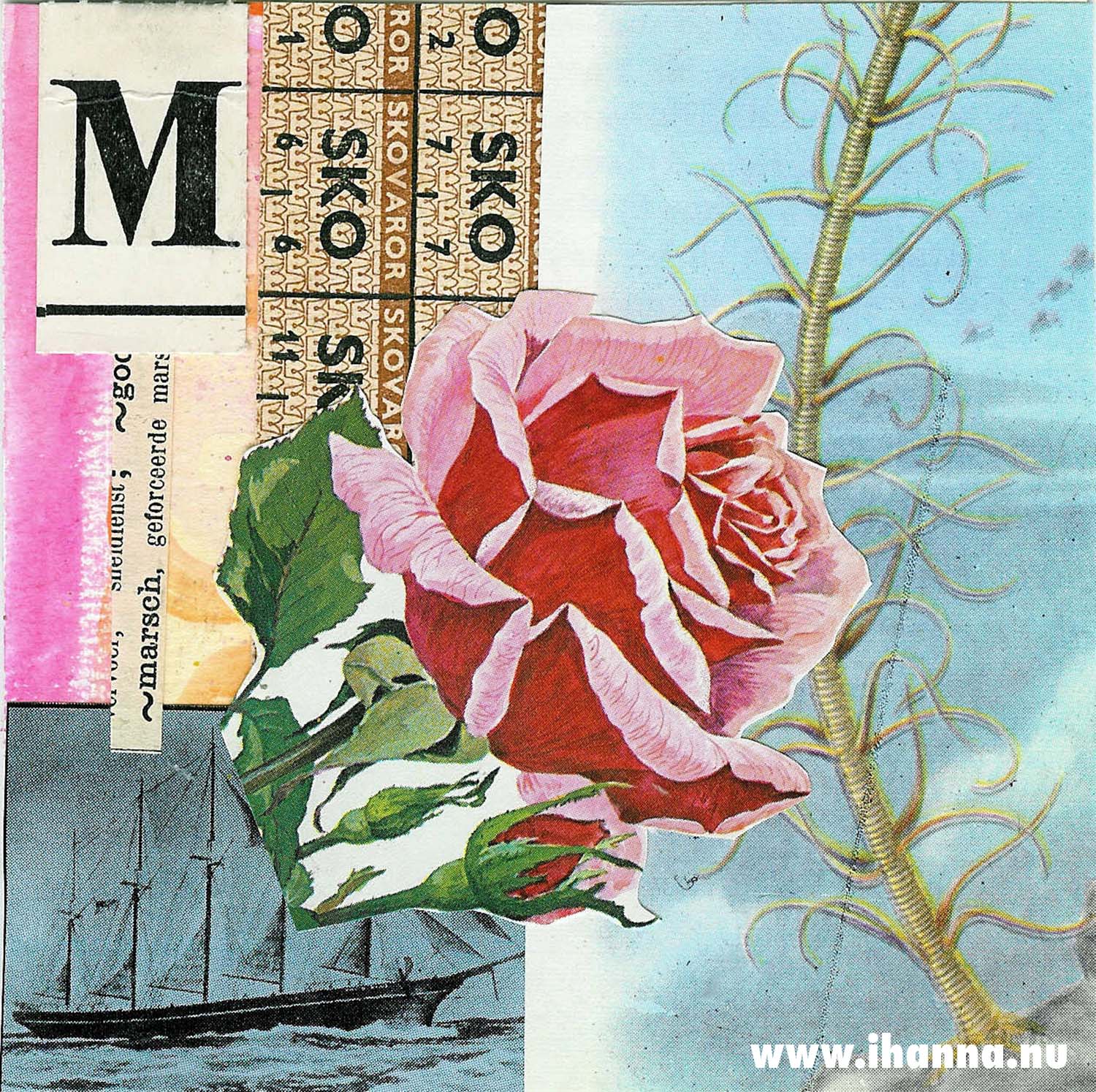 Daily Art Card collage with pink rose created 28th of December 2008 by iHanna (Copyright Hanna Andersson)