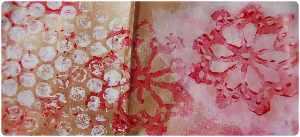 Gesso sampler on brown paper by iHanna crafted in 2009 (Copyright Hanna Andersson)