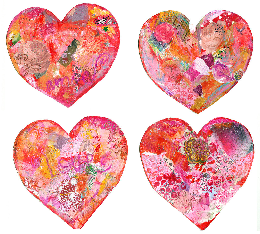 Four heart Shaped Collages created by iHanna