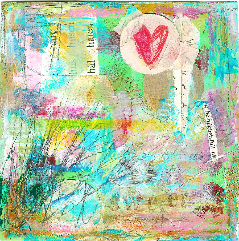 Mixed media art collage by iHanna 2009 titled Hemlighetsfull kärlek (copyright Hanna Andersson)