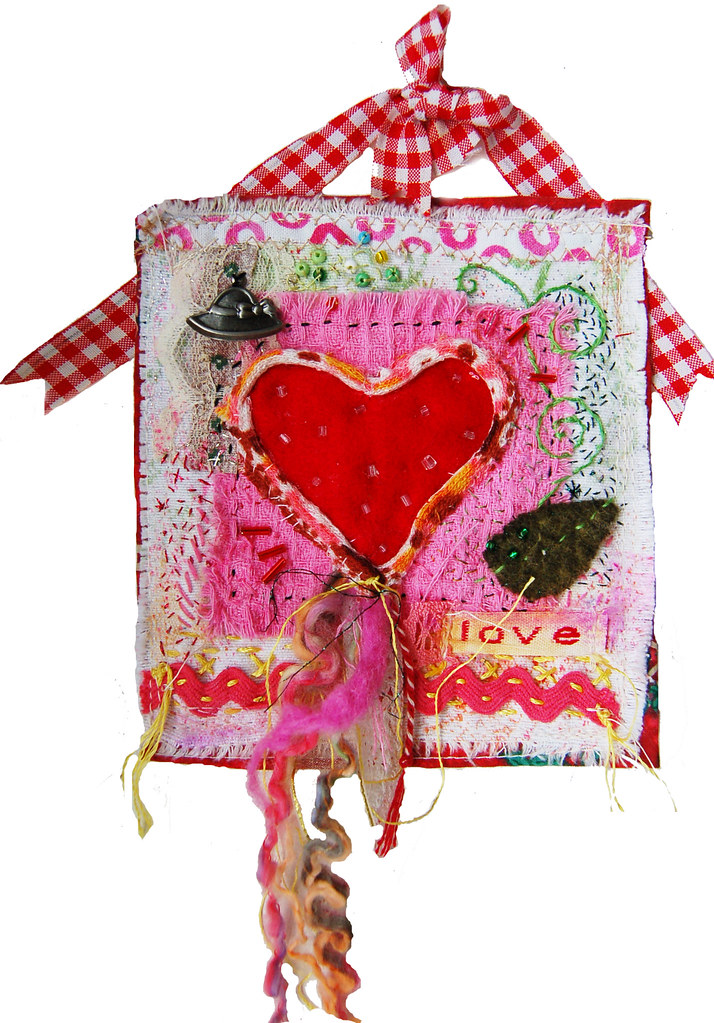 Textile art piece by iHanna I take my hat of for Love (Copyright Hanna Andersson)