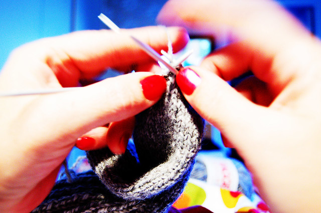 She inspires me, always (copyright Hanna Andersson) Moms knitting hands with red nailpolish - bec She inspires me, always (copyright Hanna Andersson)
