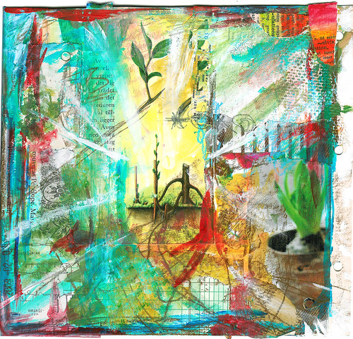 Mixed media art collage by iHanna Penelopes rötter (Copyright Hanna Andersson)