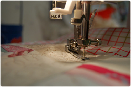Push! (copyright Hanna Andersson) Free foot on the sewing machine for free motion quilting (Photo copyright Hanna Andersson)