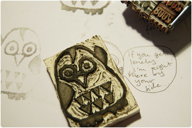 Carved owl stamp by iHanna (Photo Copyright Hanna Andersson)