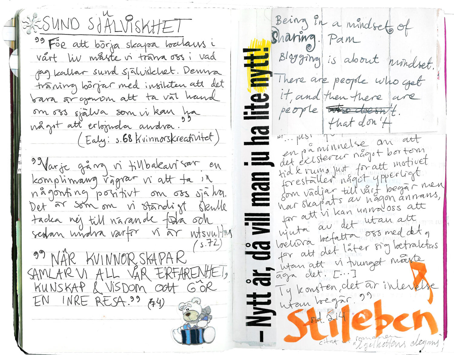 Diary page of quotes to save or the diary as a common place book (Copyright Hanna Andersson)