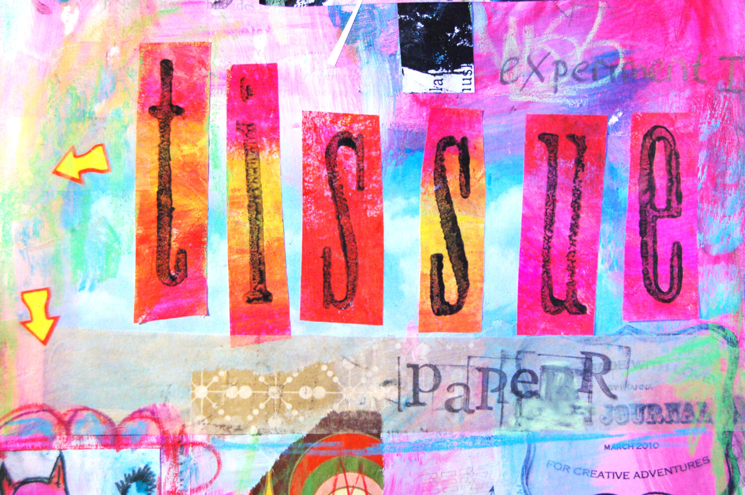 Ttissue paper and gesso in Art Journal by iHanna (Copyright Hanna Andersson)