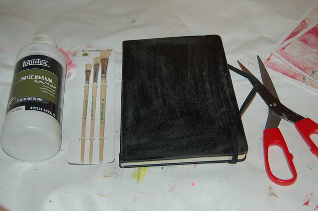 Notebook cover and tools to decoupage a notebook or journal cover ready to go with iHanna (photo copyright Hanna Andersson)