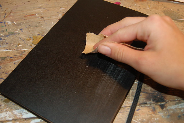 Tutorial on how to alter beautify a plain black notebook cover with iHanna (photo copyright Hanna Andersson)
