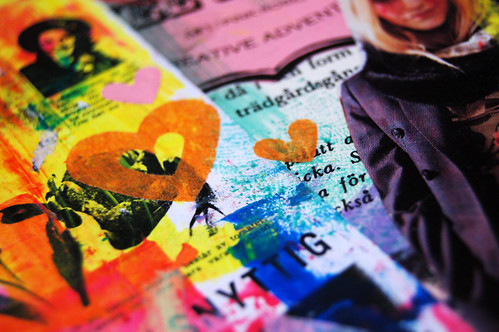Tissue paper heart detail in Art Journal all by iHanna (Copyright Hanna Andersson)