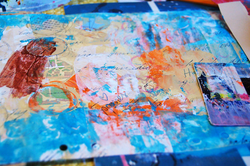 Creating collaged background papers for mixed media by iHanna