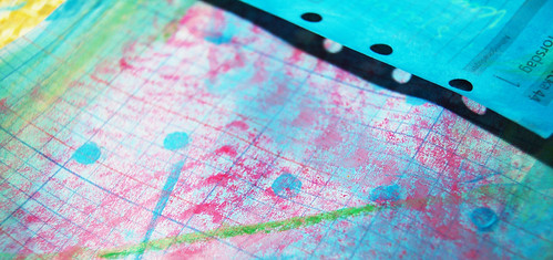 Creating background papers with crayon rubbings for mixed media by iHanna