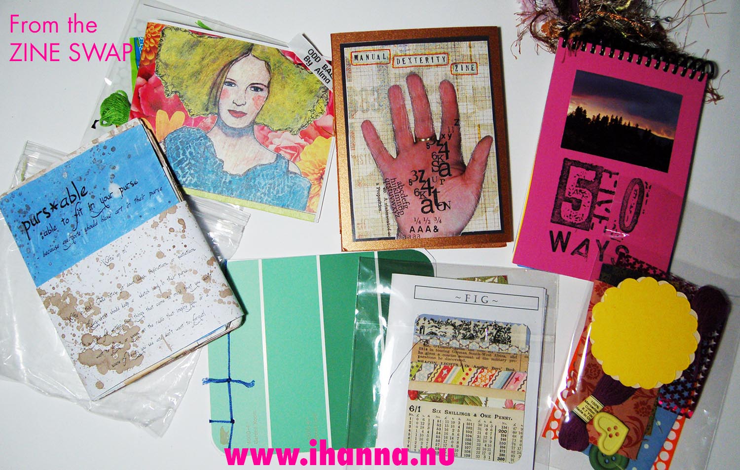 Big zine haul from the I ♥ zines zine swap by Alma Stoller (Photo copyright Hanna Andersson)