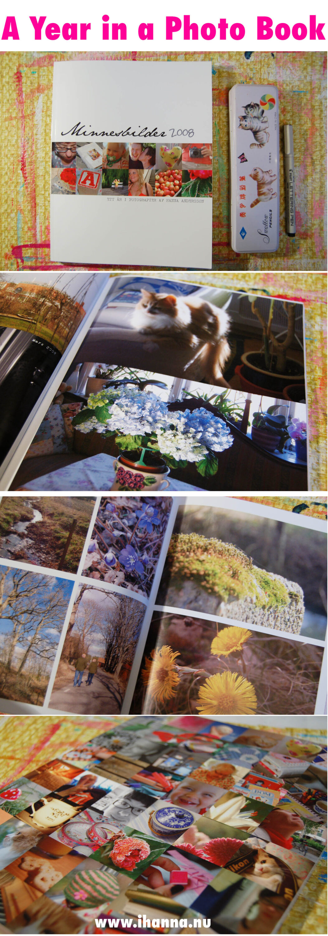 Photos inside a self-published book with year of photos printed by Blurb and made by Hanna Andersson (Copyright Hanna Andersson)