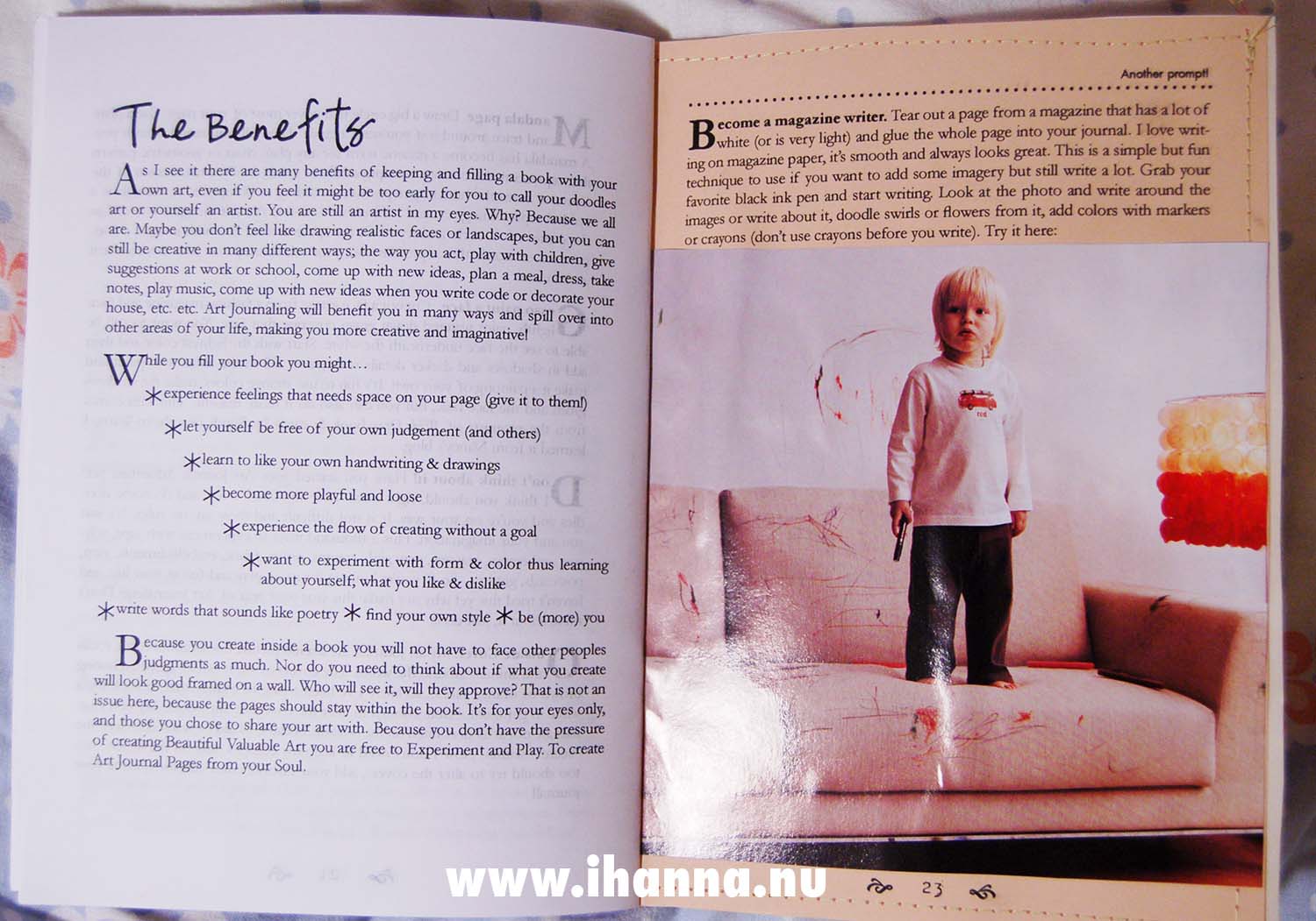 The benefits of journaling explained in my Zine about Art Journaling (Copyright Hanna Andersson)