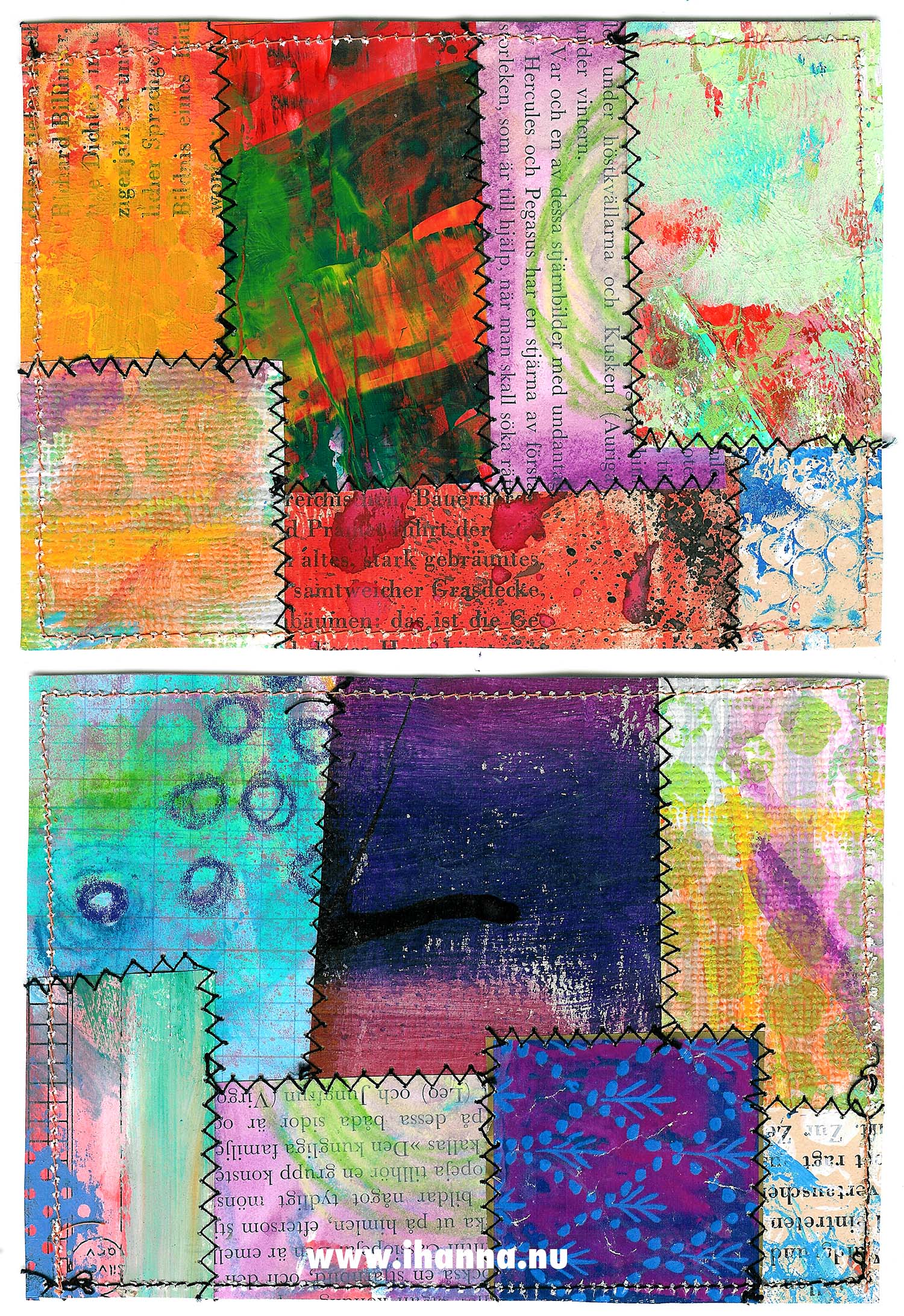 Quilt Postcard II (Photo by iHanna - Hanna Andersson) More quilted postcards from painted papers (Copyright Hanna Andersson)