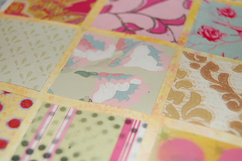 Beautiful wallpaper sampler grid page in art journal detail (Copyright Hanna Andersson) 2010