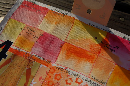 Orange detail color swatches in art journal by iHanna #monochromatic (Copyright H. Andersson)