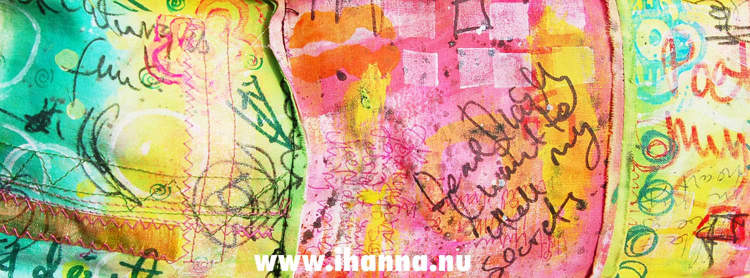 Happy acrylic painted fabric made by me (Photo by iHanna - Hanna Andersson)