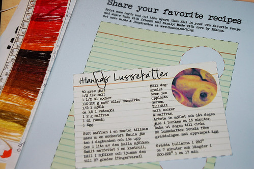 Printed recipe cards for the december journal in progress (Copyright Hanna Andersson) 2010