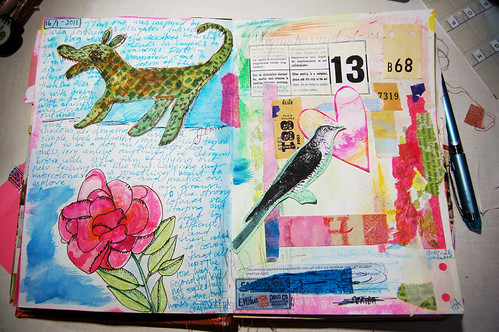 Art journaling in January 2011 (Copyright H. Andersson)