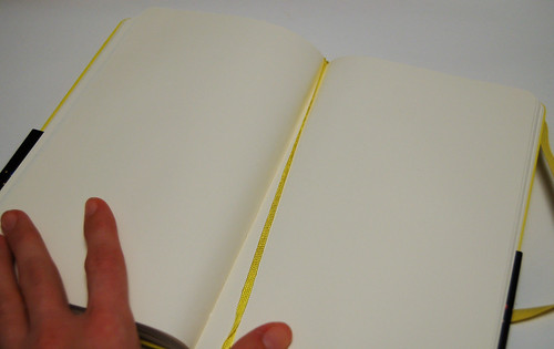 Moleskine pacman notebook backpocket and bookmark ribbon in yellow (Photo H. Andersson