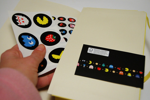 Stickers included with the special edition Moleskine pac-man notebook  in yellow (Photo H. Andersson