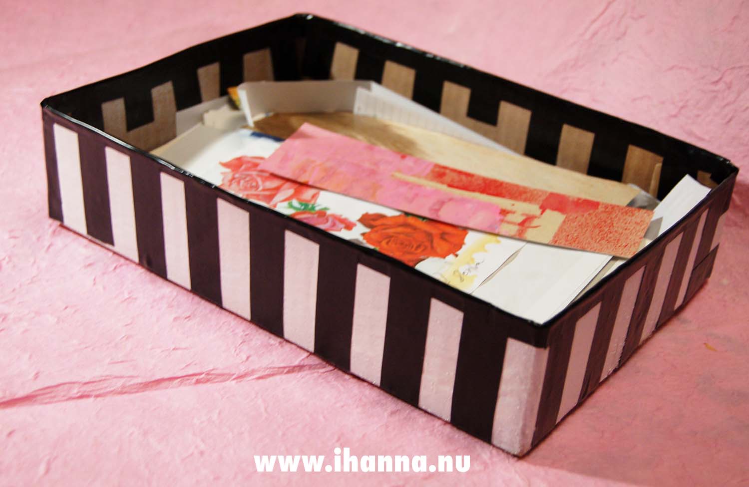 Finished scrap inbox in How to make a DIY Scrap Inbox tutorial – for Collage Artists (Copyright Hanna Andersson)