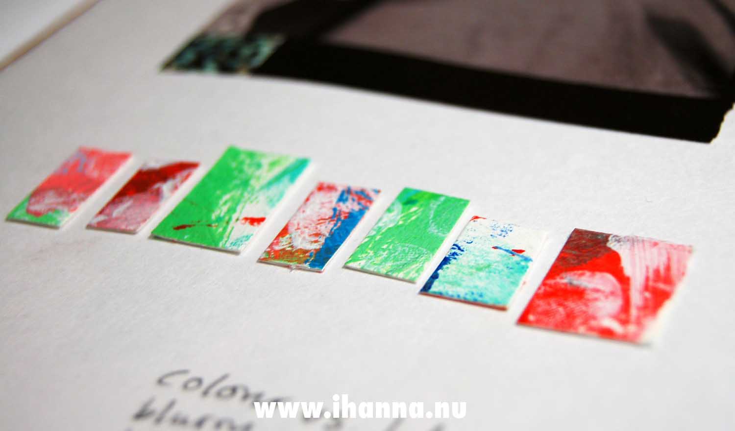 Sampler line of painted papers in sketchbook by iHanna (Copyright Hanna Andersson)