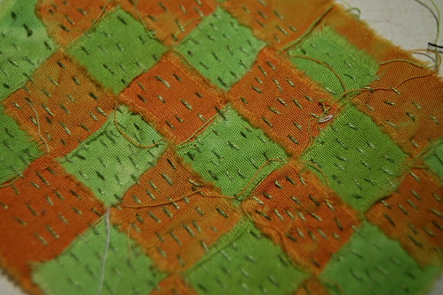 Weaving and embroidery by iHanna on ATC (Copyright Hanna Andersson)