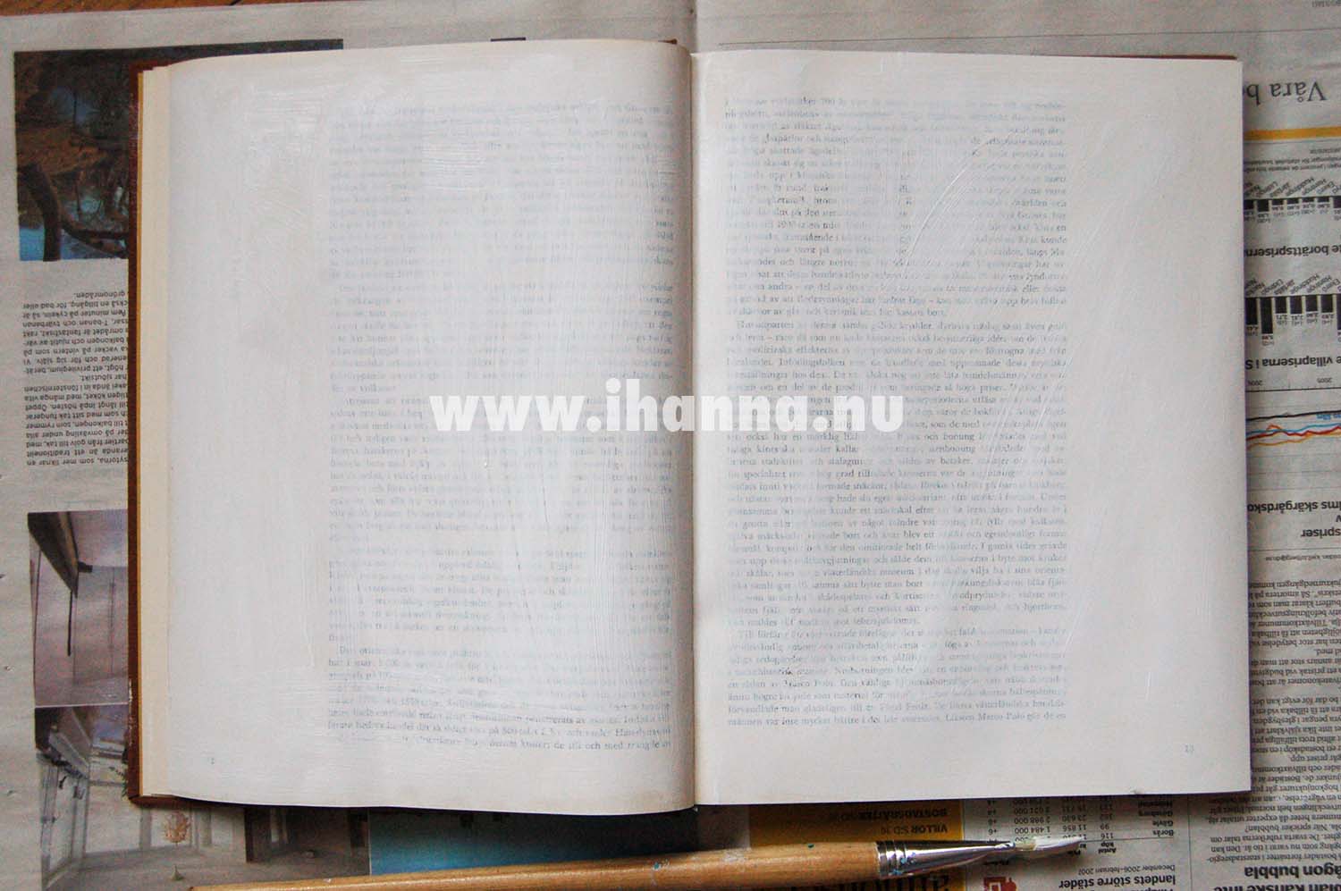 White page in altered book filled with gesso (Photo and altered book tutorial copyright Hanna Andersson)