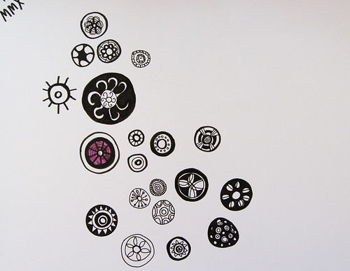 Top view of Circle doodles on loose paper (Copyright Hanna Andersson)