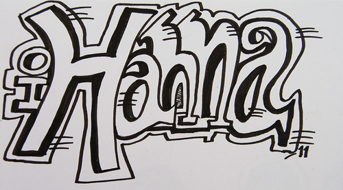 A Hanna graffiti style black & white doodle experiment on loose paper (Copyright Hanna Andersson)