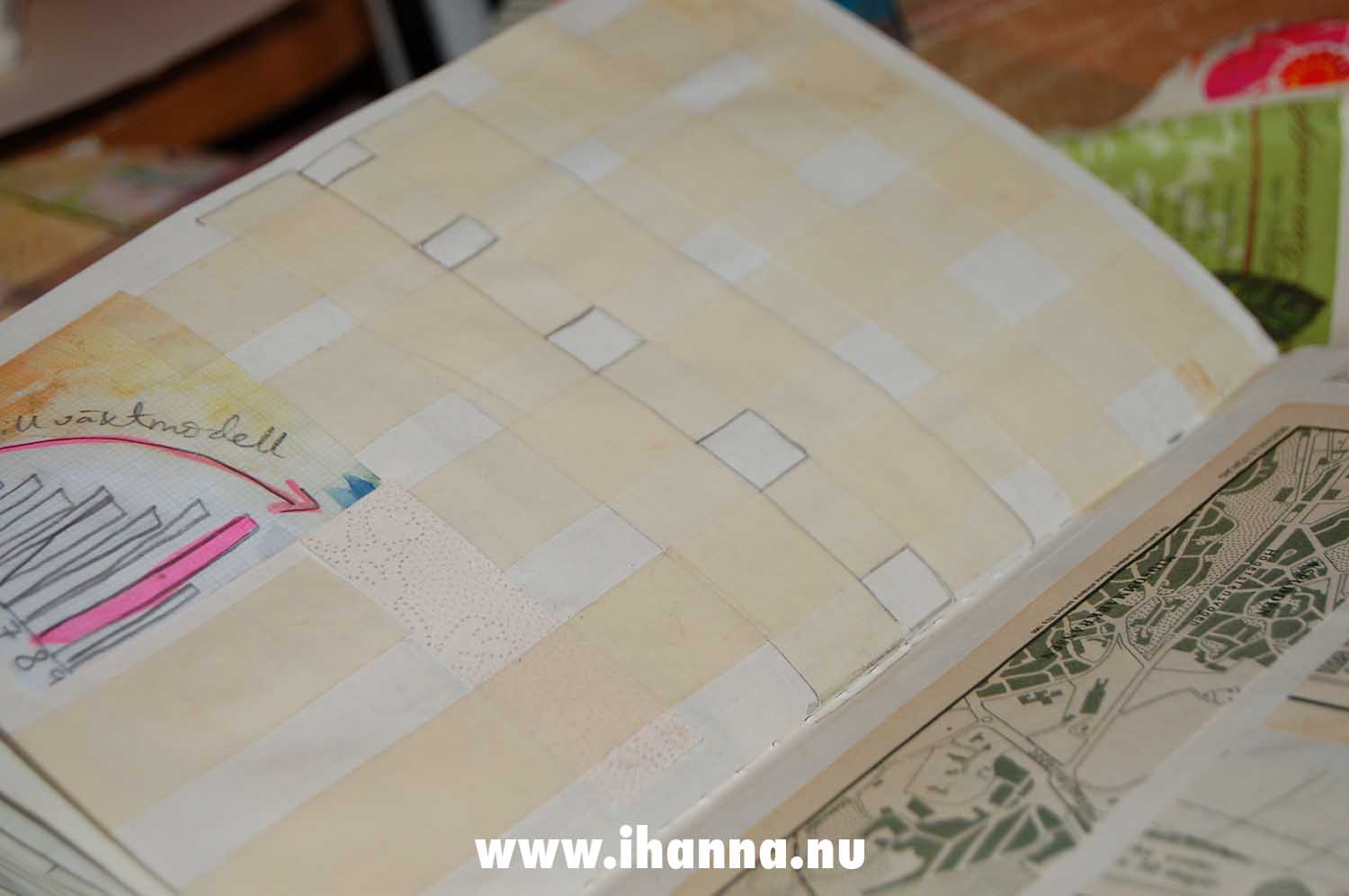 Sketchbook Project Masking tape grid (Copyright Hanna Andersson)
