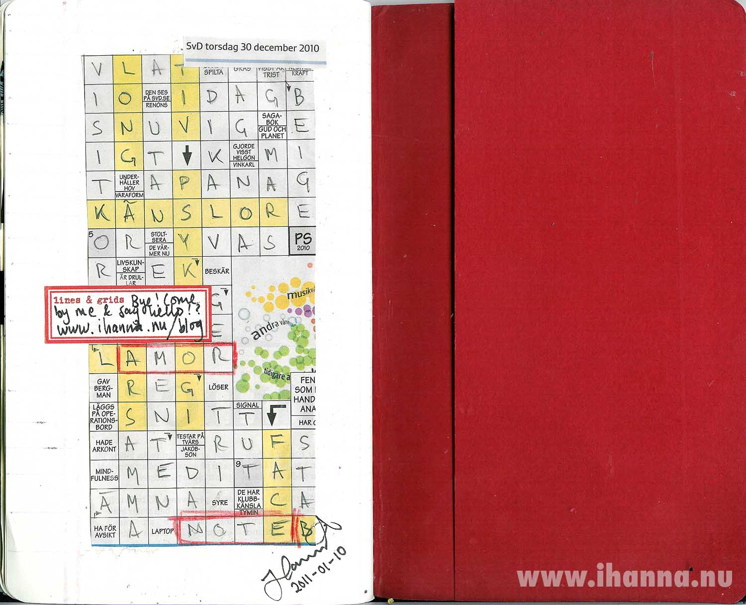 Last page of the Sketchbook Project Grids and lines (Copyright Hanna Andersson)