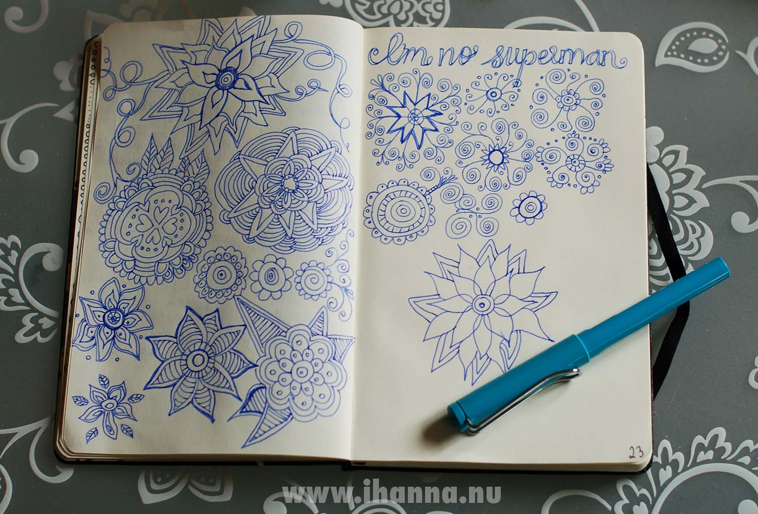 Im no superman lLamy safari fountain pen test doodle in blue ink (Photo copyright Hanna Andersson)