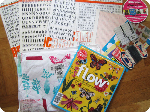 Flow magazine, papers for collage and rub-on letters for printmaking (Photo Copyright Hanna Andersson)