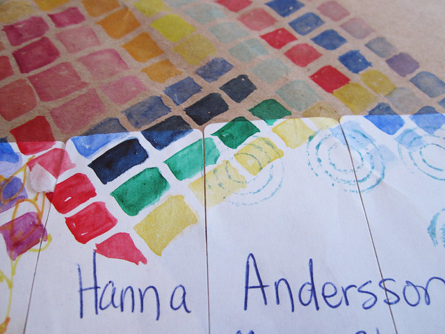 My name and color swatches - Envelope detail by Tammy Garcia of DaisyYellow (photo copyright Hanna Andersson)