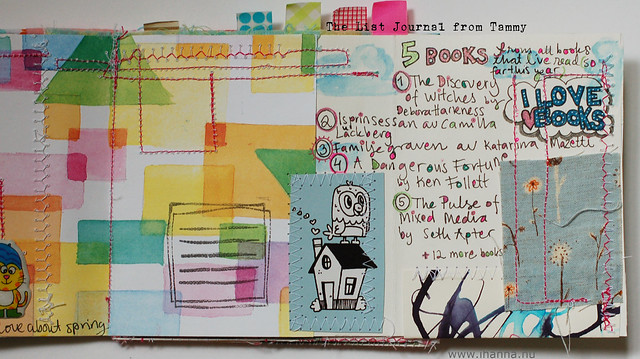 The List Journal: 5 books that I have read so far this year - art journal page by iHanna (Copyright Hanna Andersson)