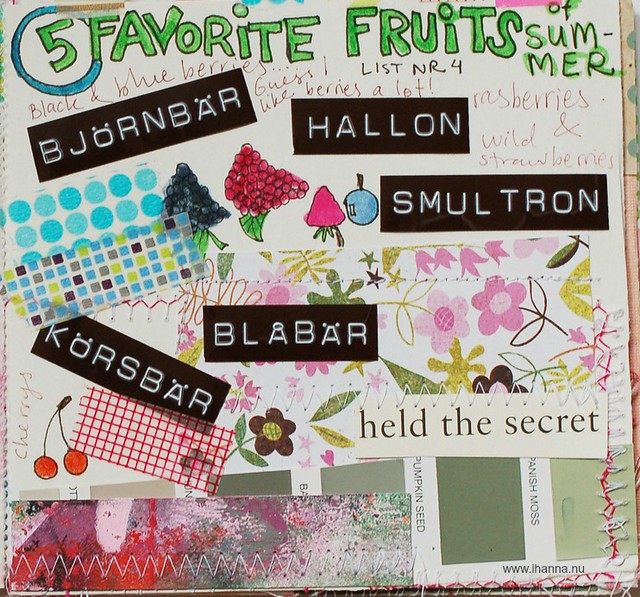 The List Journal: prompt favorite fruits listed - art journal page by iHanna (Copyright Hanna Andersson)